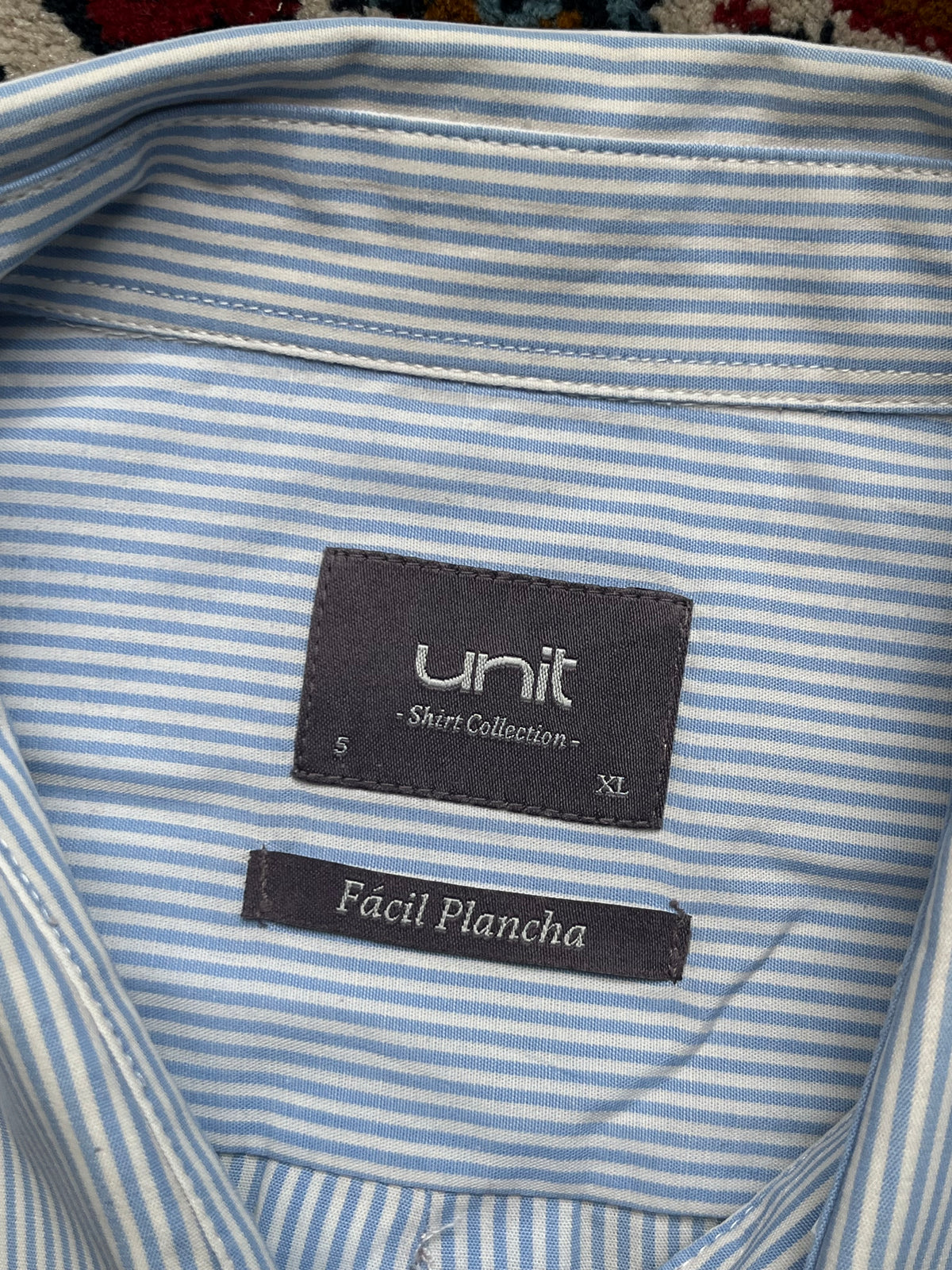 Unit Collection Blue White Striped Easy Care Button Down Shirt - XL