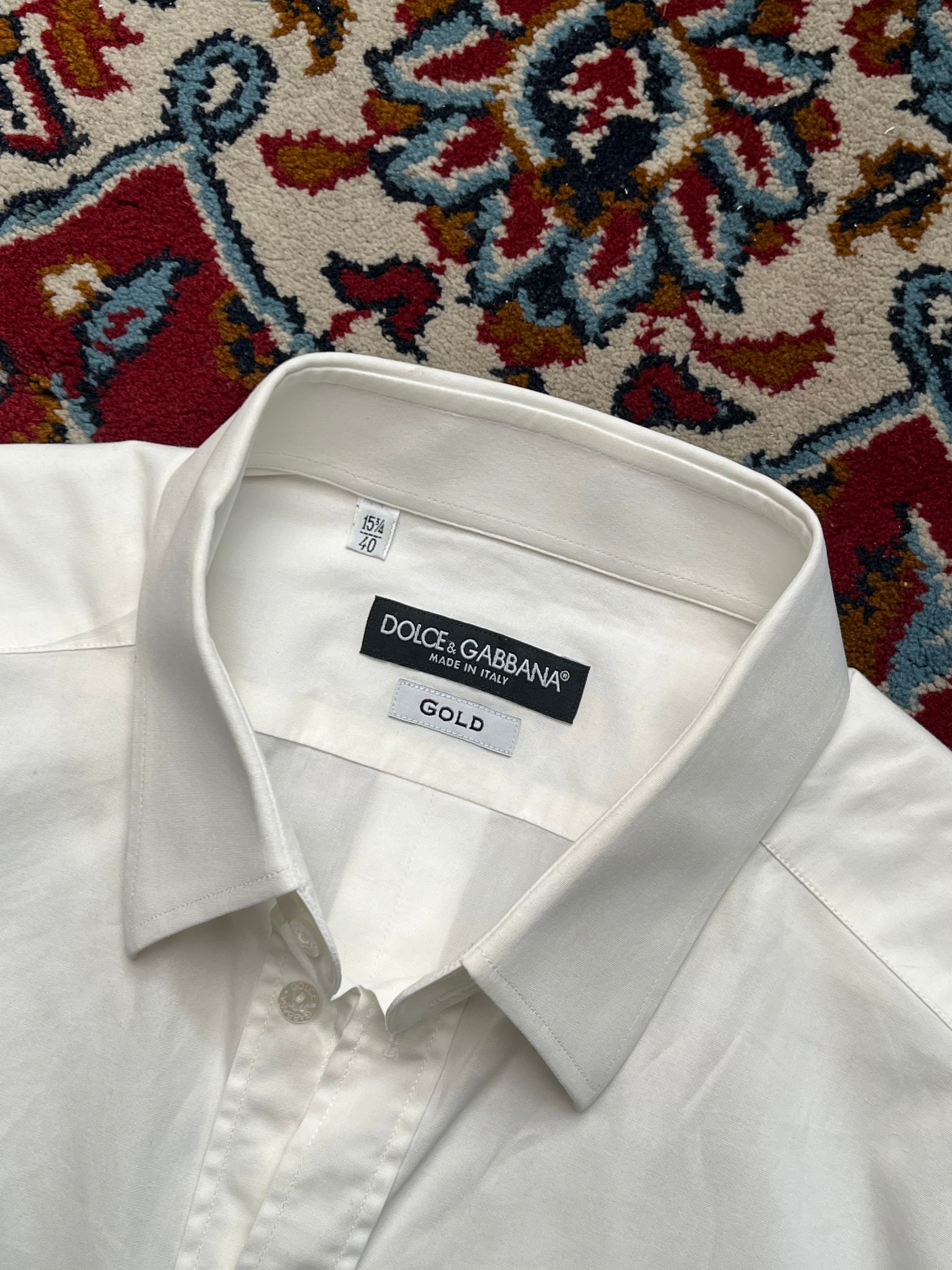 Dolce & Gabbana Gold Line White Cotton Button Down Shirt - M