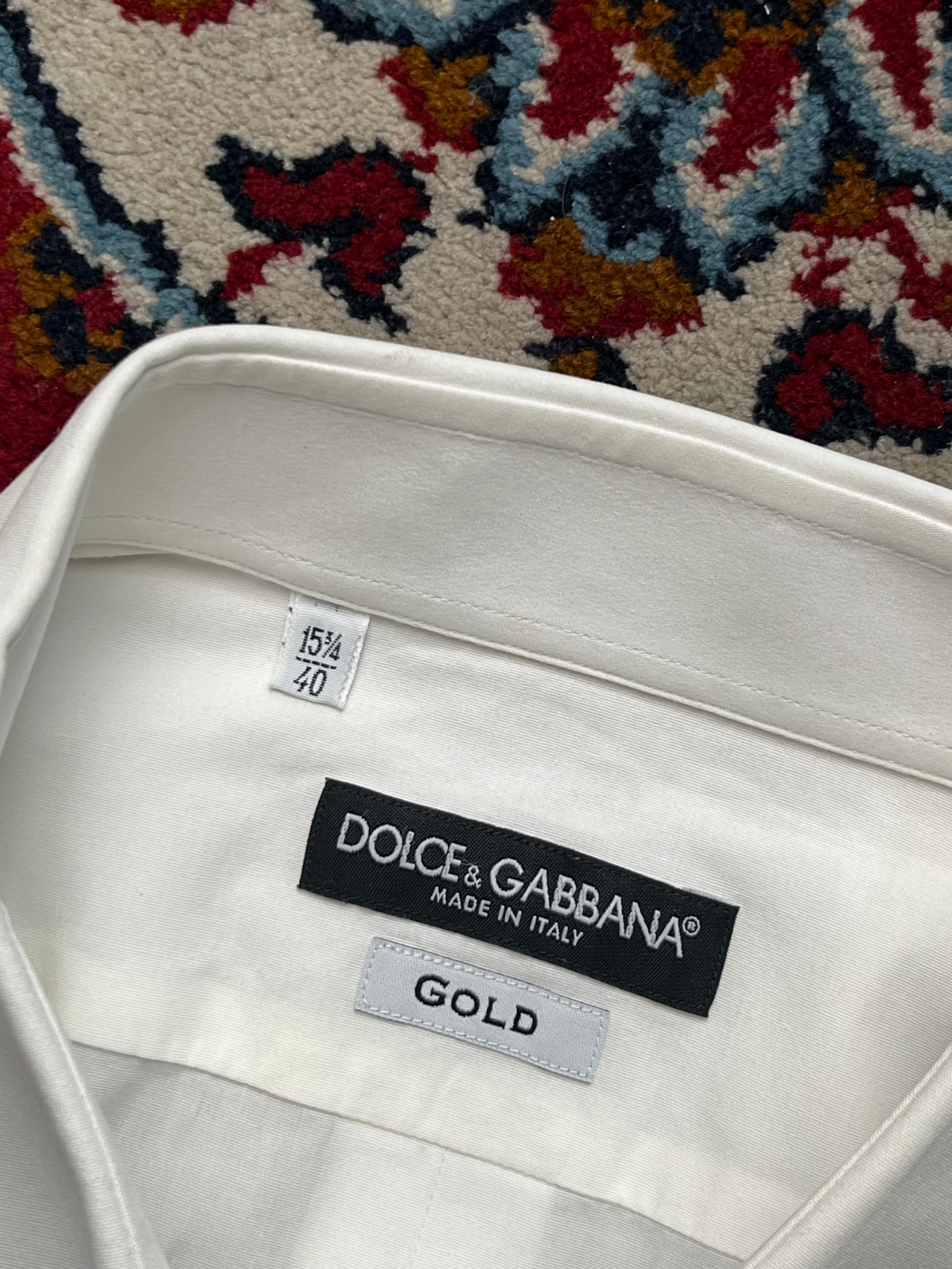 Dolce & Gabbana Gold Line White Cotton Button Down Shirt - M