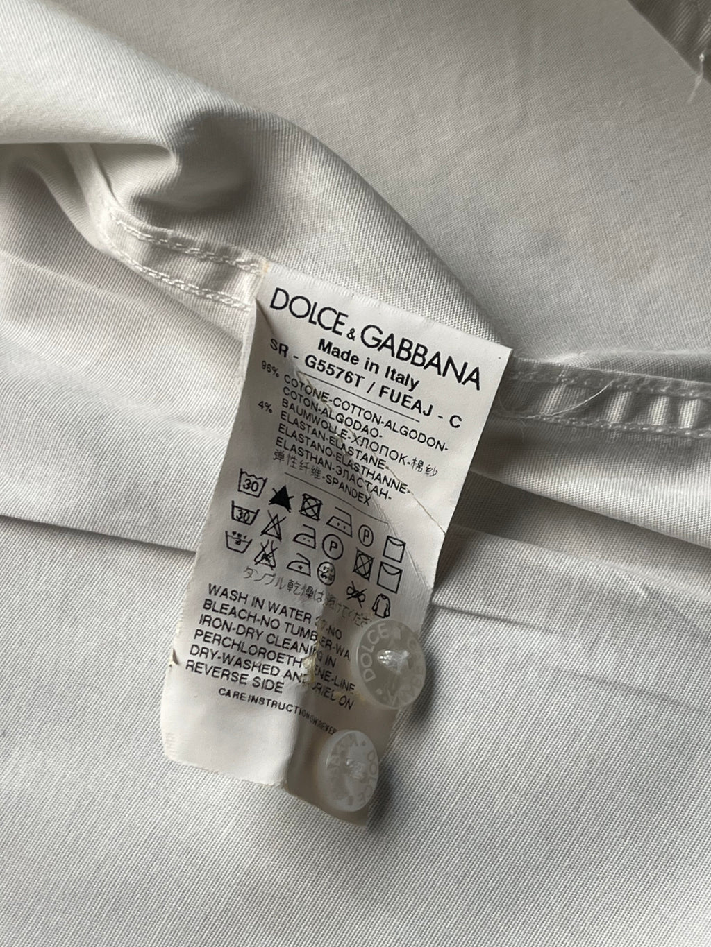 Dolce & Gabbana Gold Line White Cotton Button Down Shirt - M