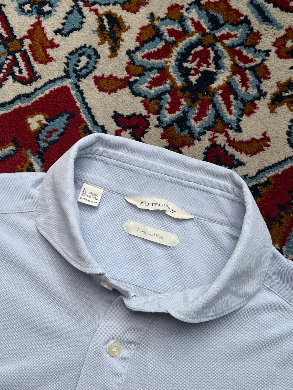 Suitsupply Light Blue Pure Cotton Extra Slim Fit Polo Shirt - L