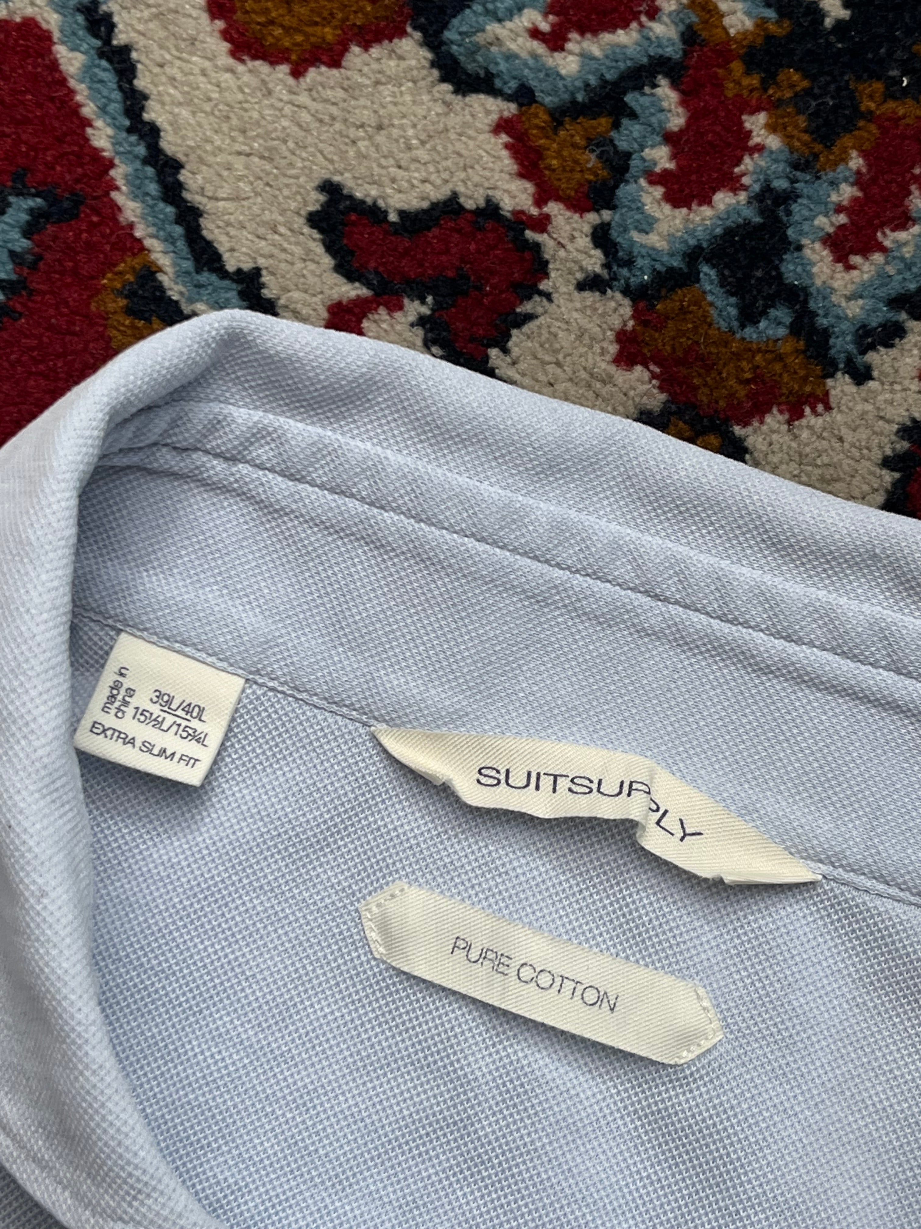 Suitsupply Light Blue Pure Cotton Extra Slim Fit Polo Shirt - L
