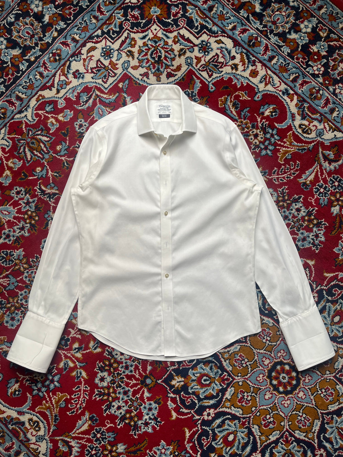 TM Lewin Slim Fit White Non-Iron Finest Cotton Button Down Shirt - L