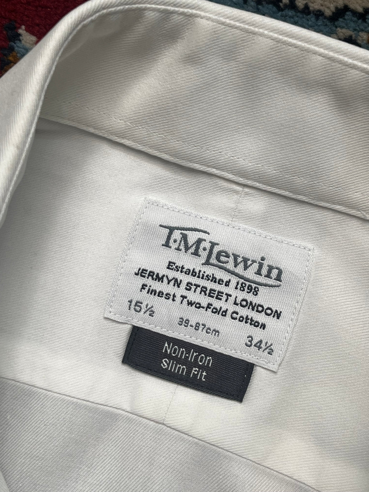 TM Lewin Slim Fit White Non-Iron Finest Cotton Button Down Shirt - L