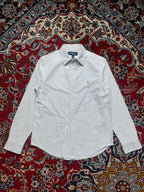 Polo Ralph Lauren Blue White Stripe Cotton WOMEN Button Down Shirt - M