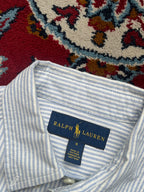 Polo Ralph Lauren Blue White Stripe Cotton WOMEN Button Down Shirt - M