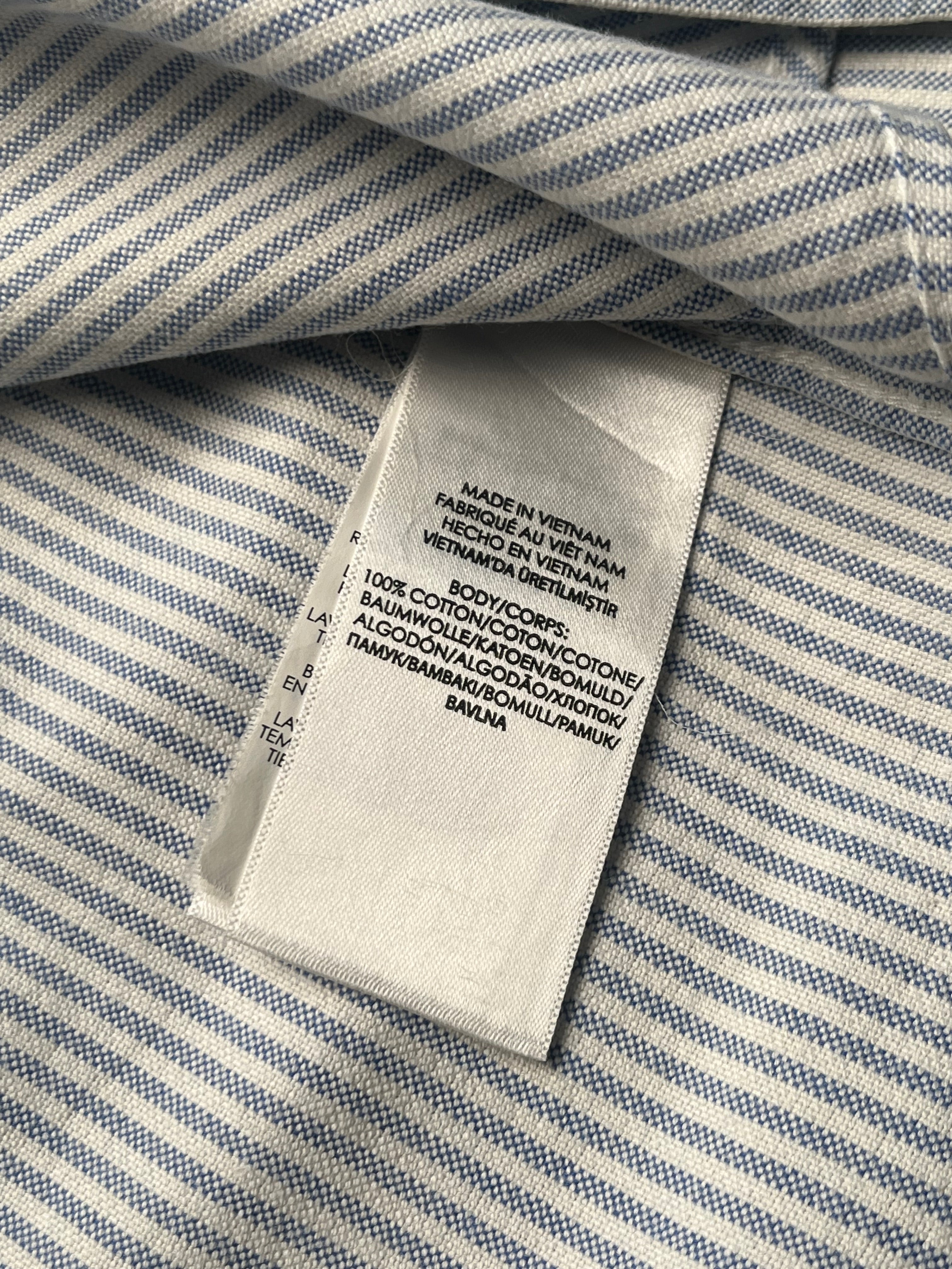 Polo Ralph Lauren Blue White Stripe Cotton WOMEN Button Down Shirt - M