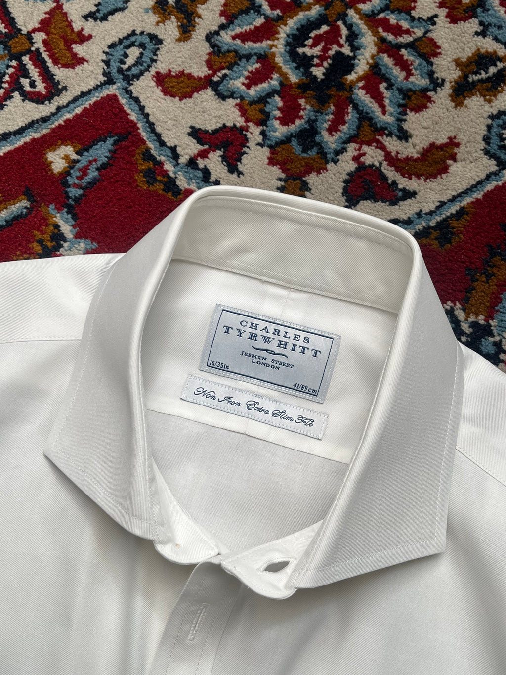 Charles Tyrwhitt White Non-Iron Extra Slim Fit Button Down Shirt - L