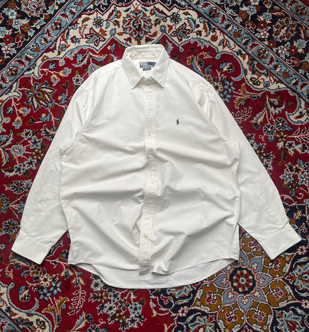 Vintage Polo Ralph Lauren Yarmouth White Oxford Button Down Shirt - XL