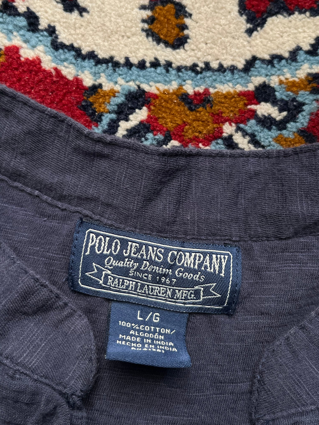 Vintage Polo Jeans Co. Ralph Lauren Navy Ruffle Henley Shirt - L