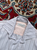 Vintage Christian Dior Light Blue Striped Button Down Shirt - M