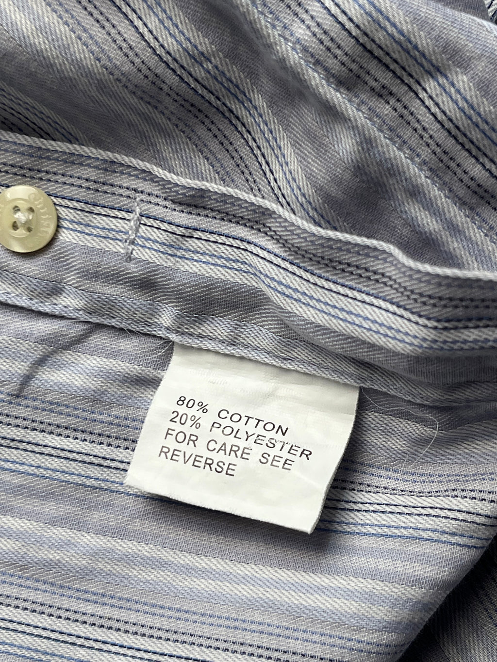 Vintage Christian Dior Light Blue Striped Button Down Shirt - M