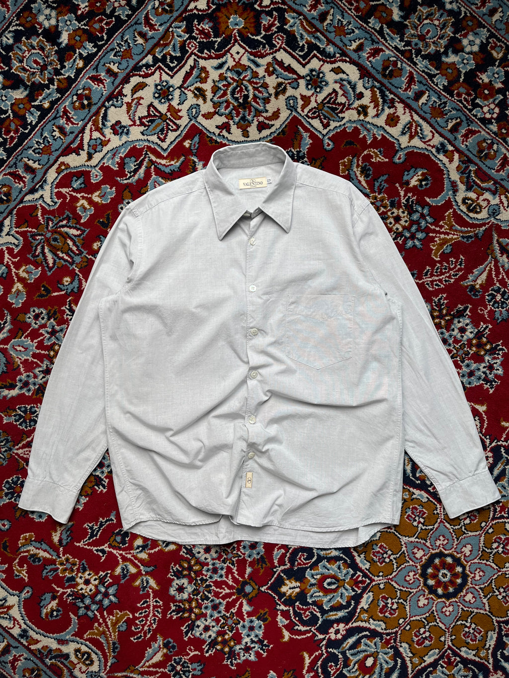 Vintage Valentino Uomo Light Grey Button Down Shirt - L