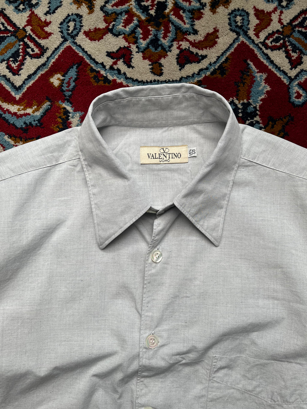 Vintage Valentino Uomo Light Grey Button Down Shirt - L