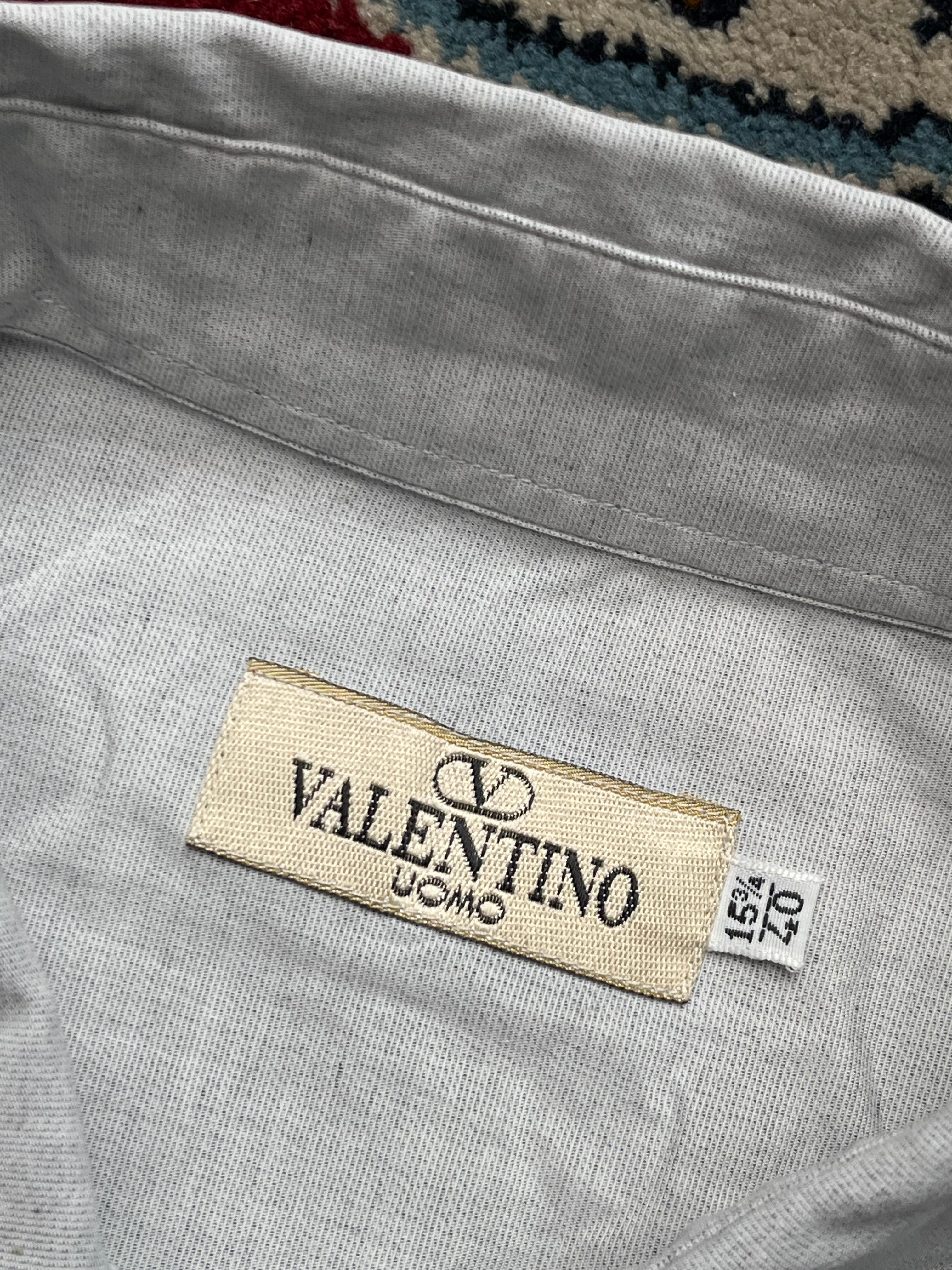 Vintage Valentino Uomo Light Grey Button Down Shirt - L