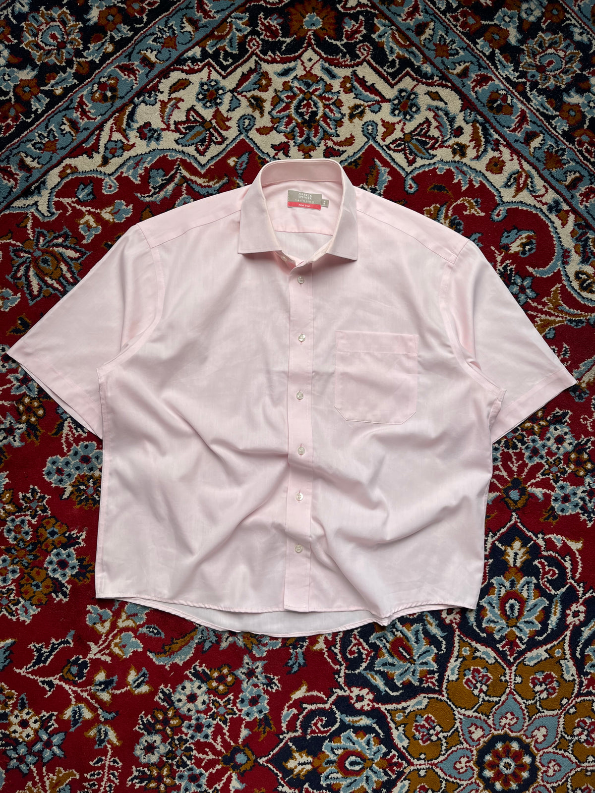 Marks & Spencer Tailoring Non Iron Pink Button Down Shirt - XL