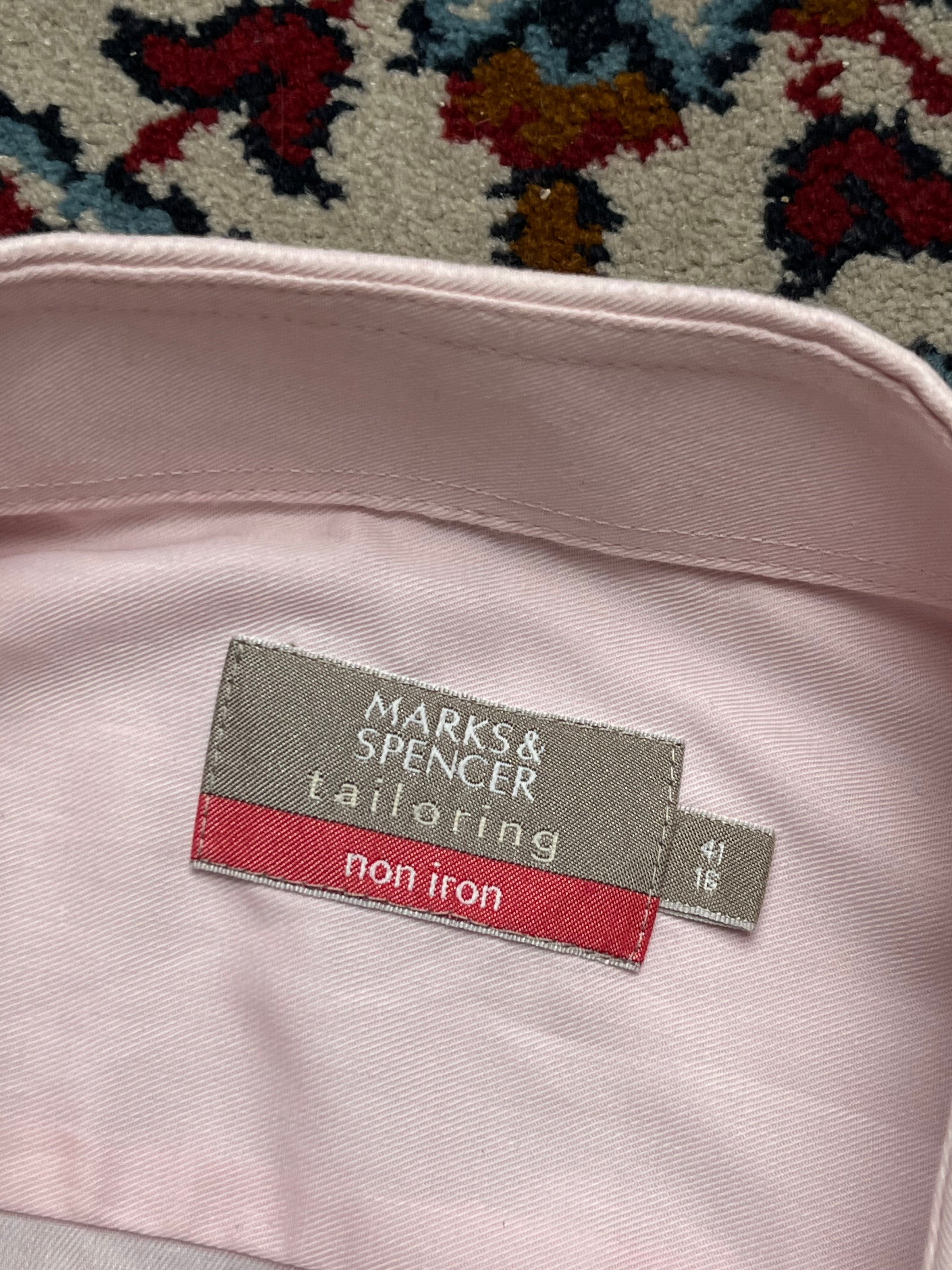 Marks & Spencer Tailoring Non Iron Pink Button Down Shirt - XL