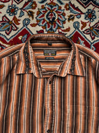 Barisal Modern Classics Embroidered Collar Striped Corduroy Button Down Shirt - L