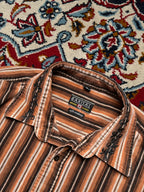 Barisal Modern Classics Embroidered Collar Striped Corduroy Button Down Shirt - L