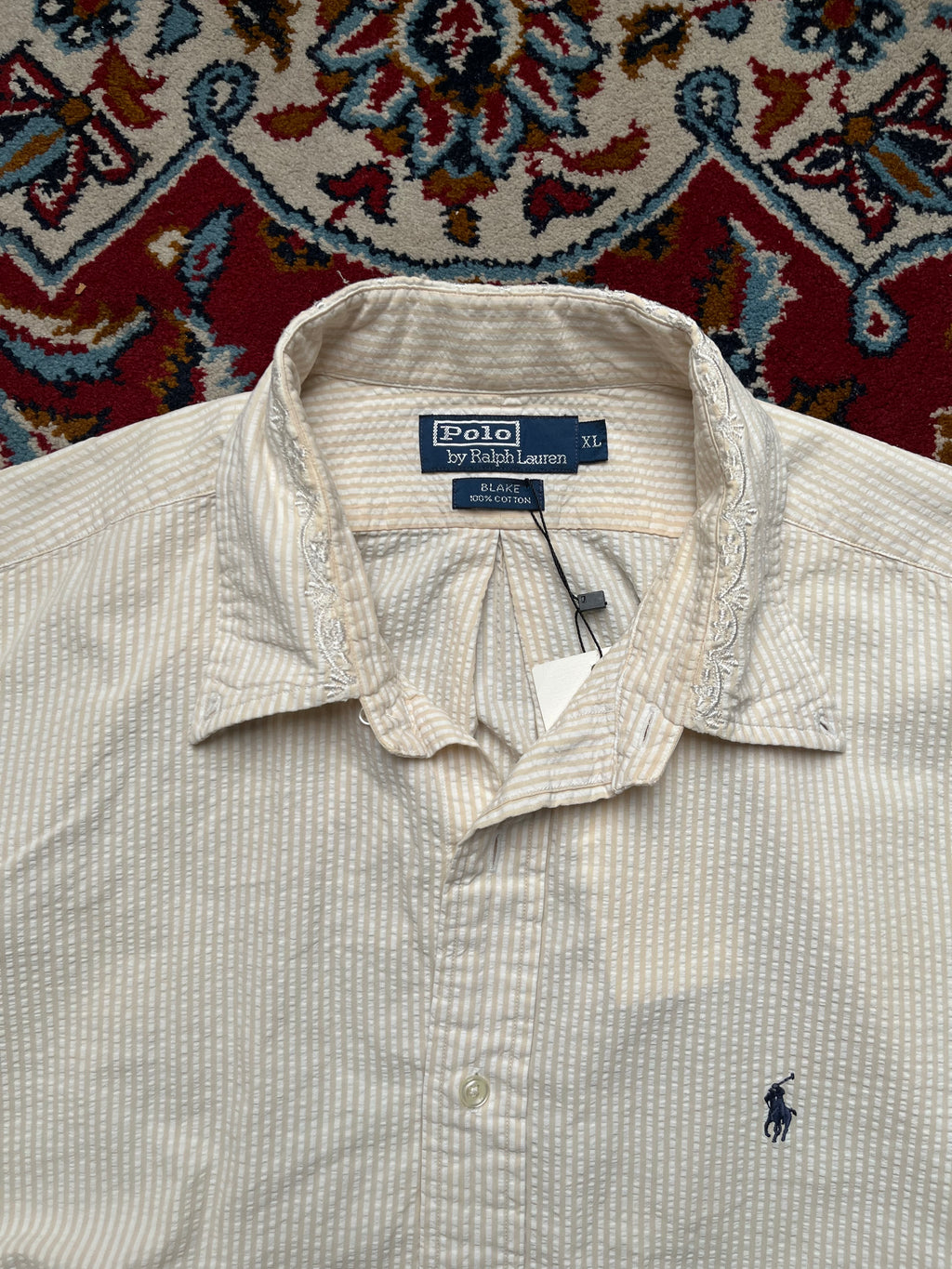 Polo Ralph Lauren Blake Striped Embroidered Collar Button Down Shirt - XL