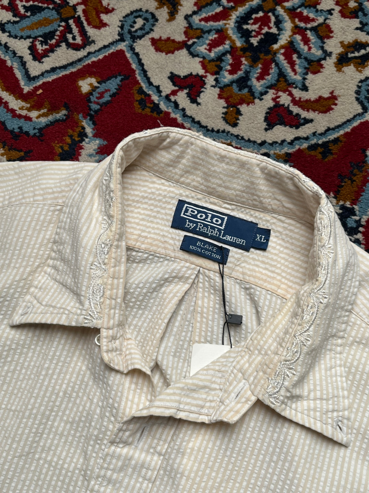 Polo Ralph Lauren Blake Striped Embroidered Collar Button Down Shirt - XL