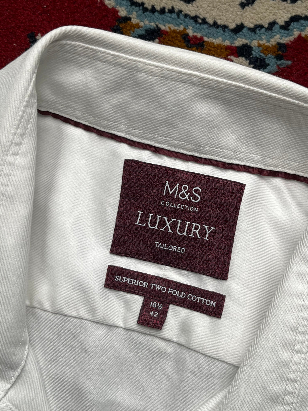 Marks & Spencer Collection Luxury Tailored White Cotton Button Down Shirt - L
