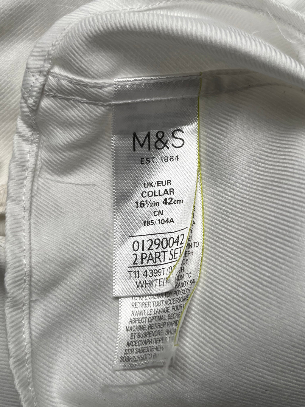 Marks & Spencer Collection Luxury Tailored White Cotton Button Down Shirt - L