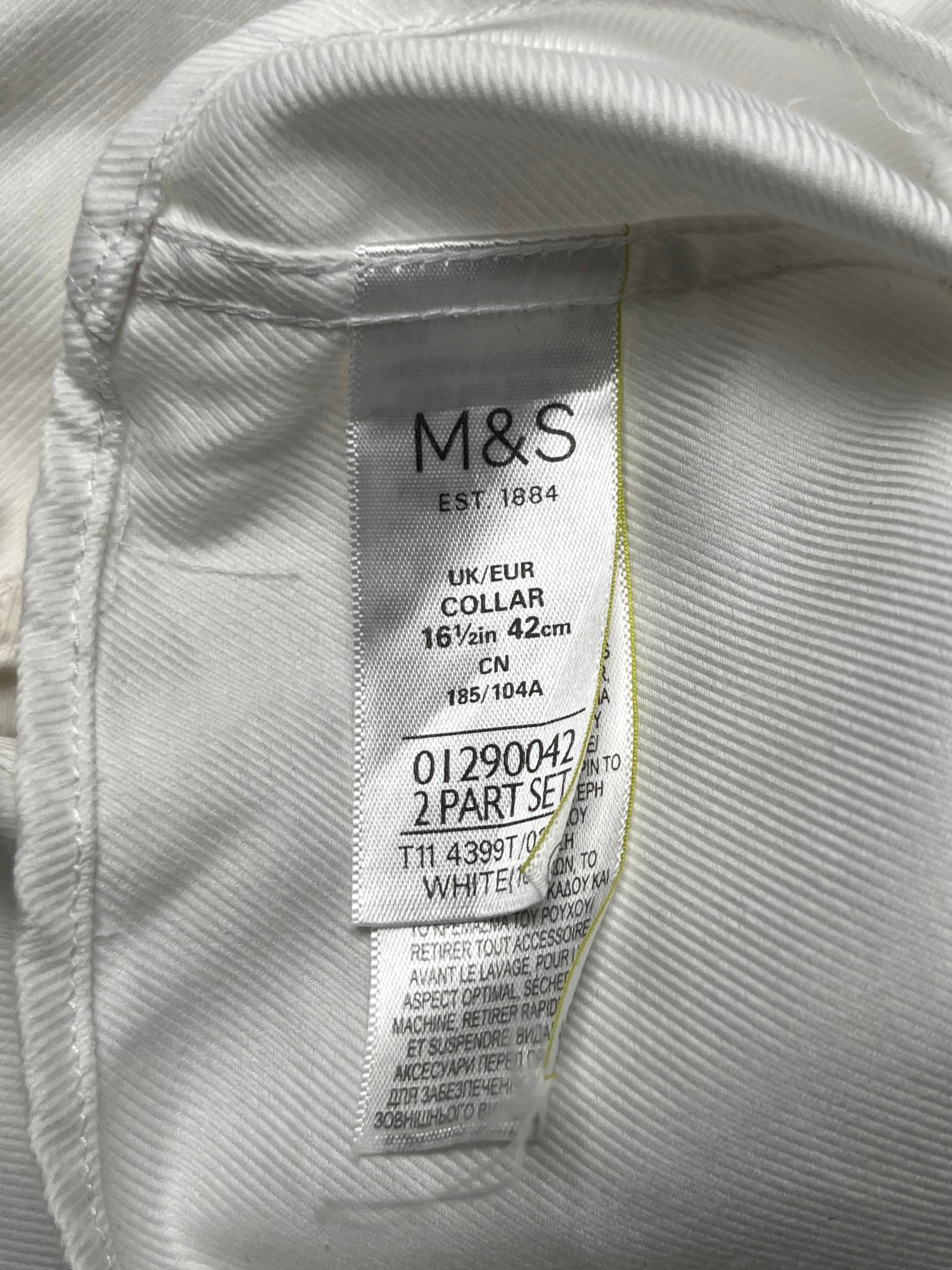 Marks & Spencer Collection Luxury Tailored White Cotton Button Down Shirt - L