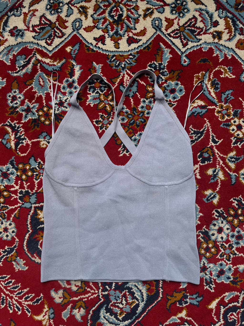 Zara Knit Womens Light Grey Cross Back Bralette Tank Top - xs