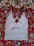 Zara Knit Womens Light Grey Cross Back Bralette Tank Top - xs