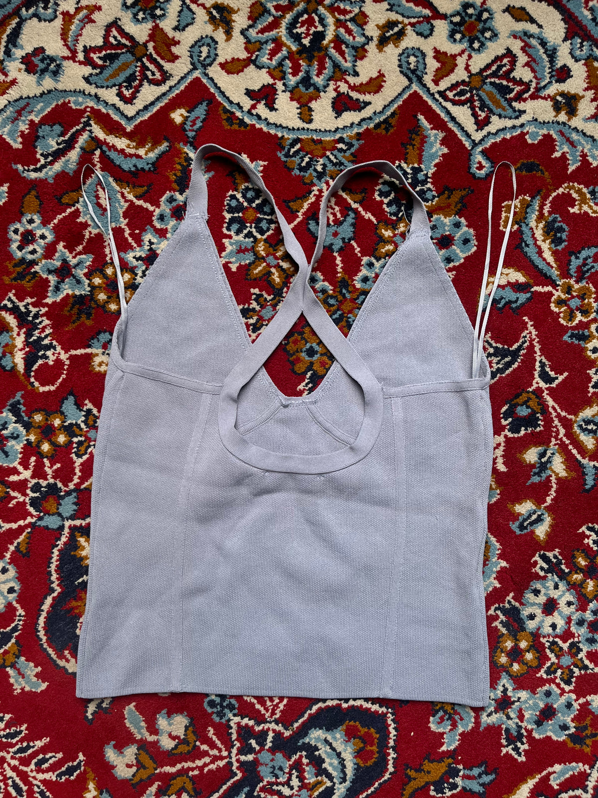 Zara Knit Womens Light Grey Cross Back Bralette Tank Top - xs