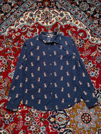 Denim & Flower Ricky Singh Navy Blue Christmas Santa Button Down Shirt - M
