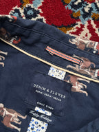 Denim & Flower Ricky Singh Navy Blue Christmas Santa Button Down Shirt - M