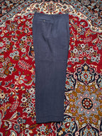 Mens Navy Blue Pleated Linen Blend Dress Pants - 32