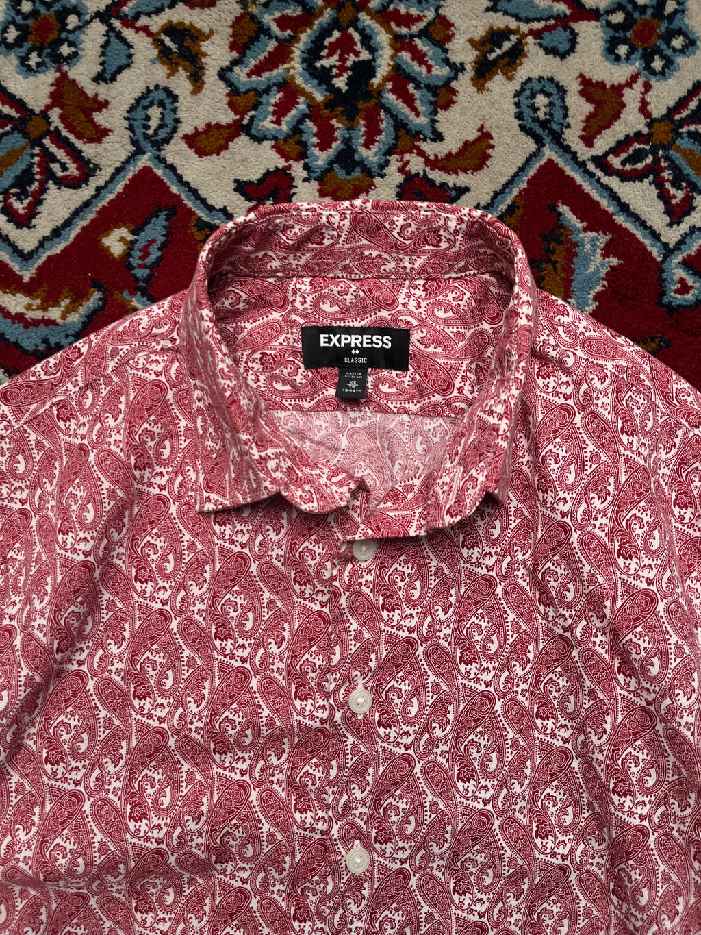 Express Mens Classic Fit Paisley Button Down Shirt - S