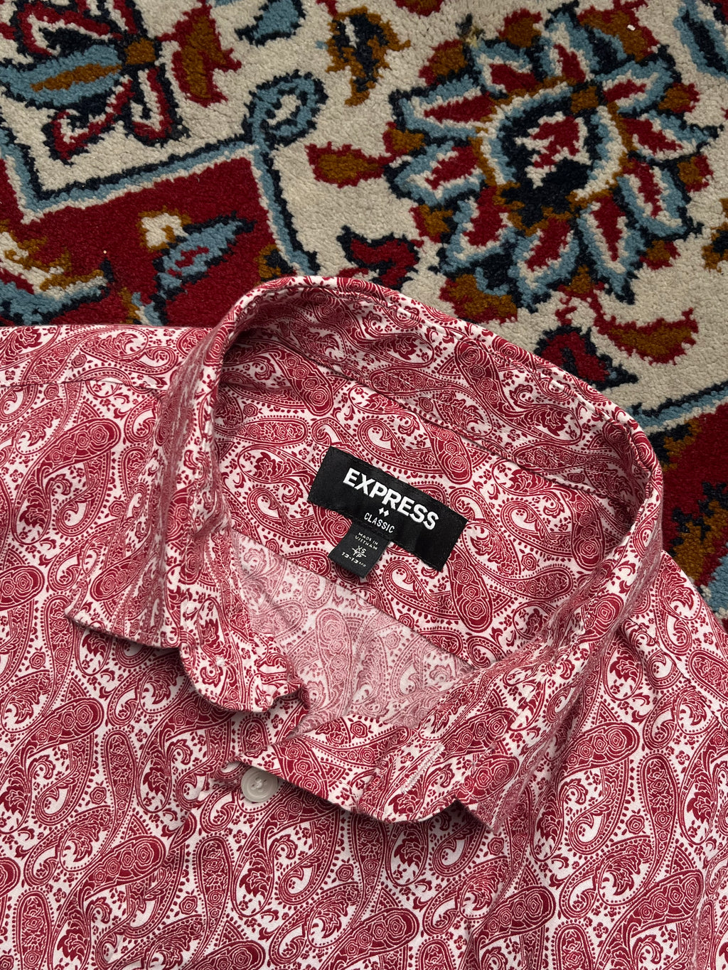 Express Mens Classic Fit Paisley Button Down Shirt - S