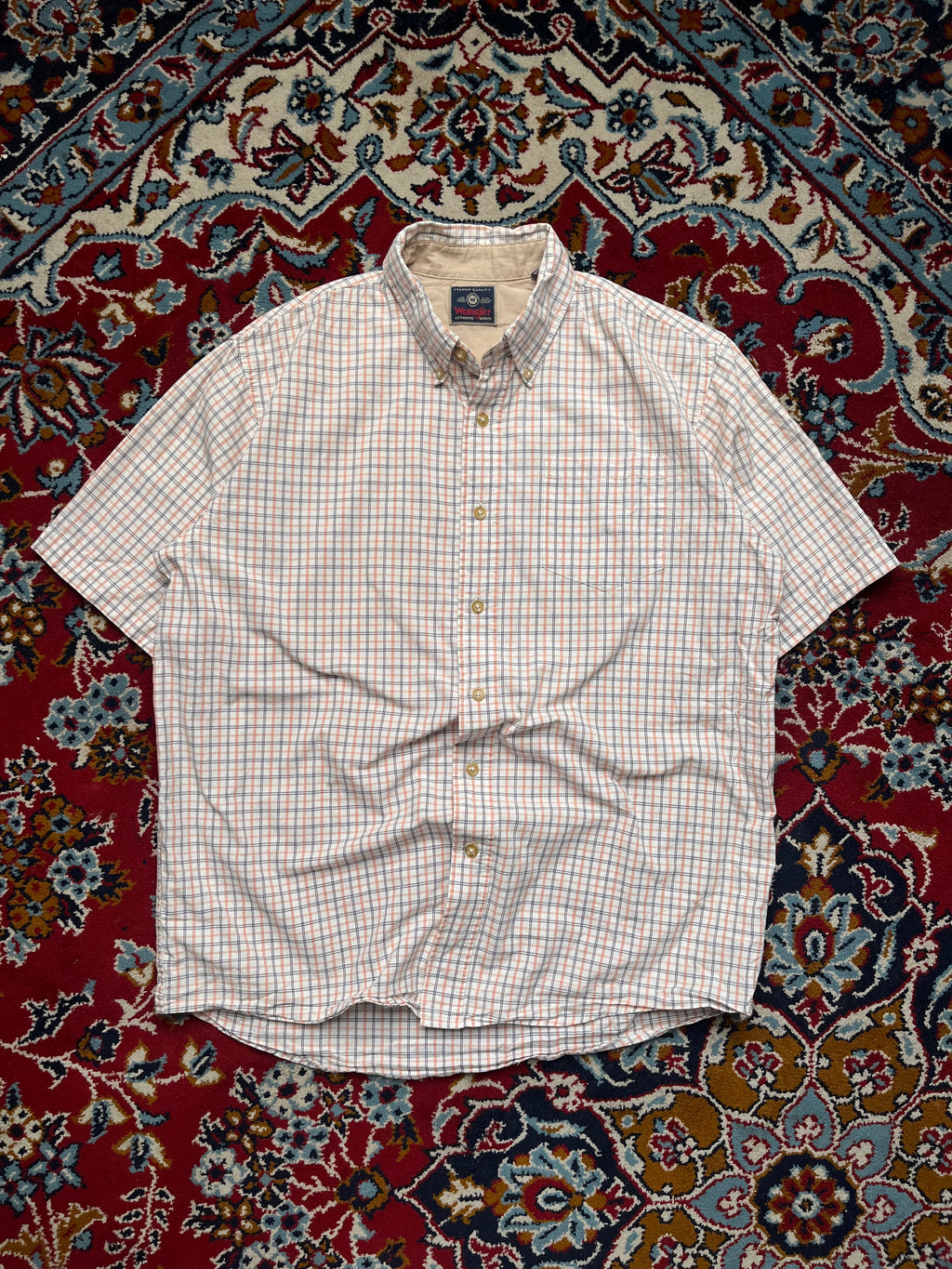 Wrangler Mens Check Button Down Shirt - L