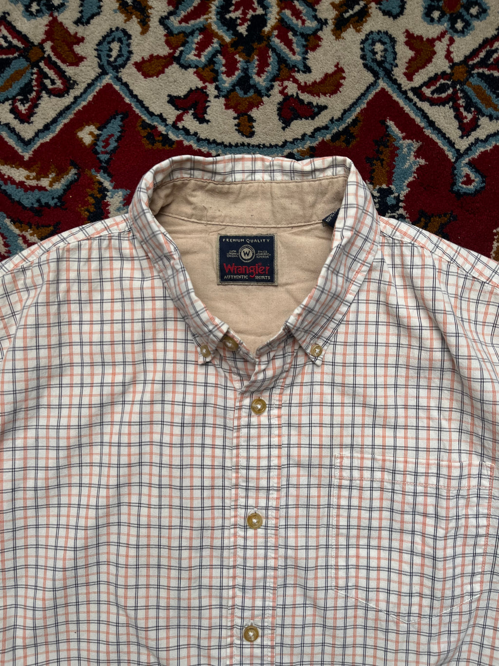 Wrangler Mens Check Button Down Shirt - L
