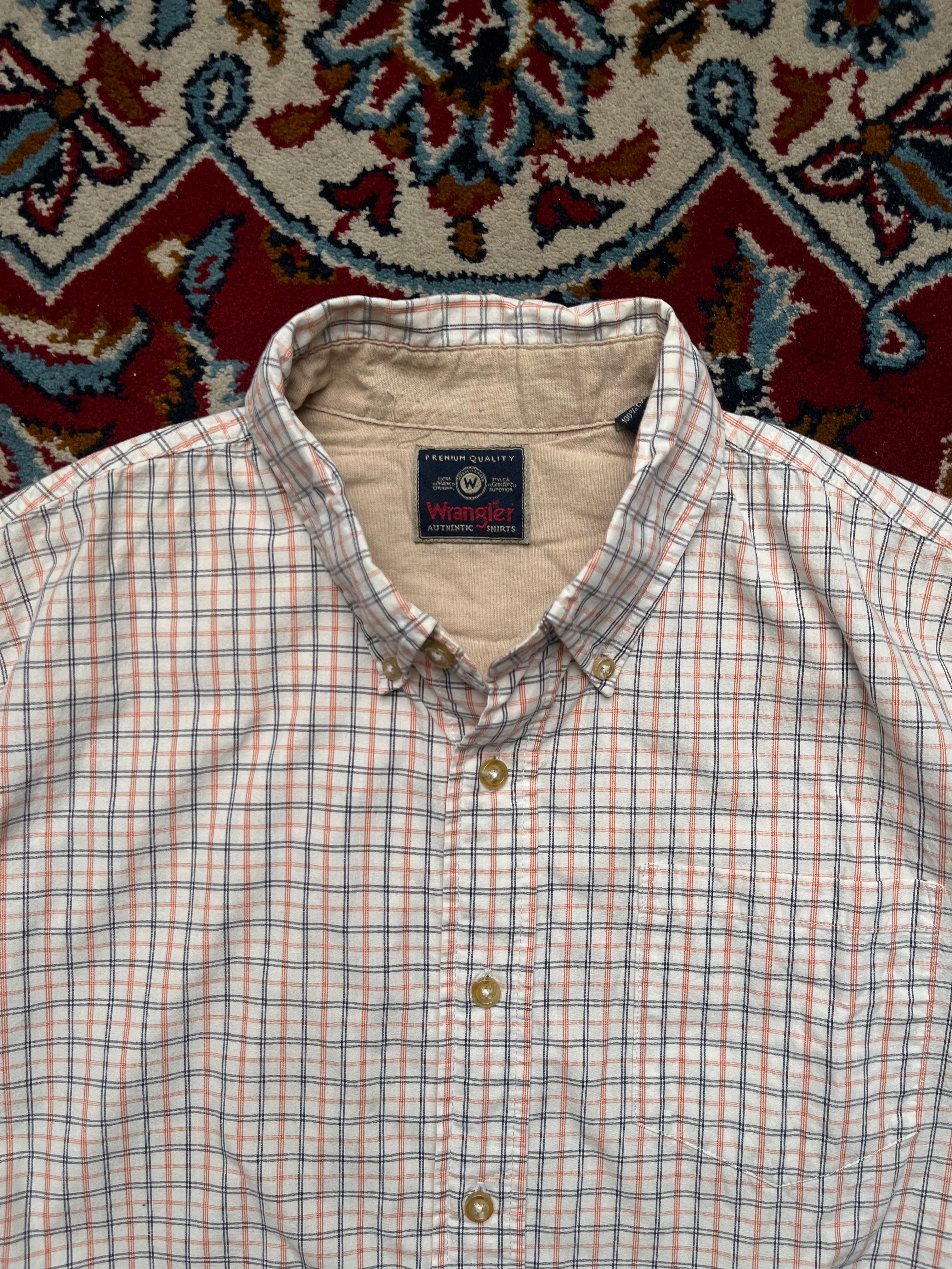 Wrangler Mens Check Button Down Shirt - L