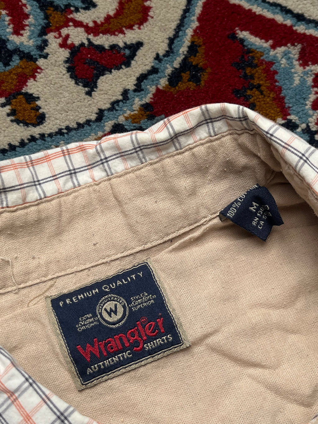Wrangler Mens Check Button Down Shirt - L