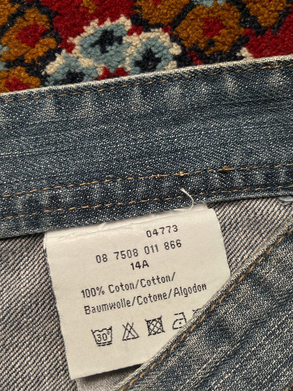 Vintage Relaxed Fit Panelled Knee Biker Blue Jeans - 30