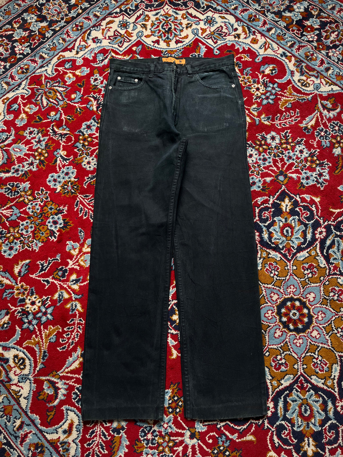 Vintage C&Y Black Washed Heavyweight Sturdy Straight Fit Jeans - 32a