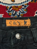 Vintage C&Y Black Washed Heavyweight Sturdy Straight Fit Jeans - 32a