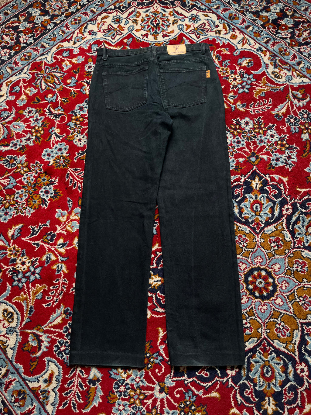 Vintage C&Y Black Washed Heavyweight Sturdy Straight Fit Jeans - 32a