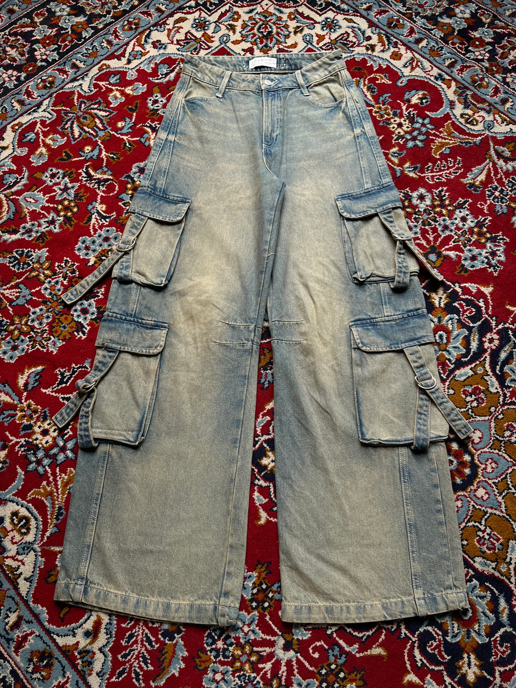 Denim Co Women Light Washed Baggy Cargo Jeans - 26