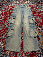 Denim Co Women Light Washed Baggy Cargo Jeans - 26