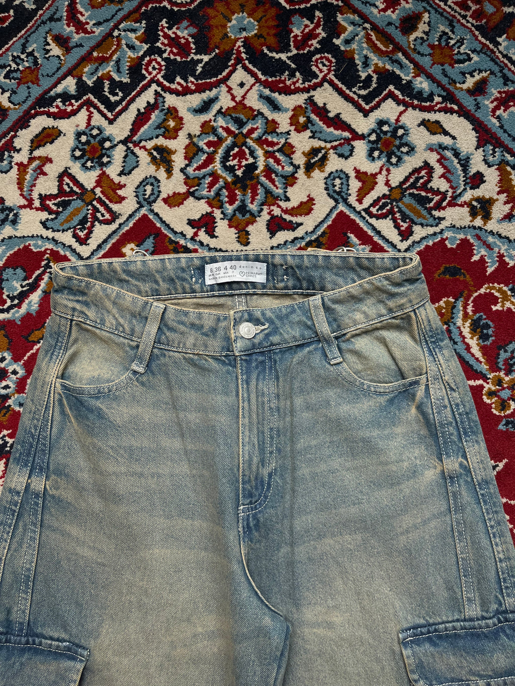 Denim Co Women Light Washed Baggy Cargo Jeans - 26