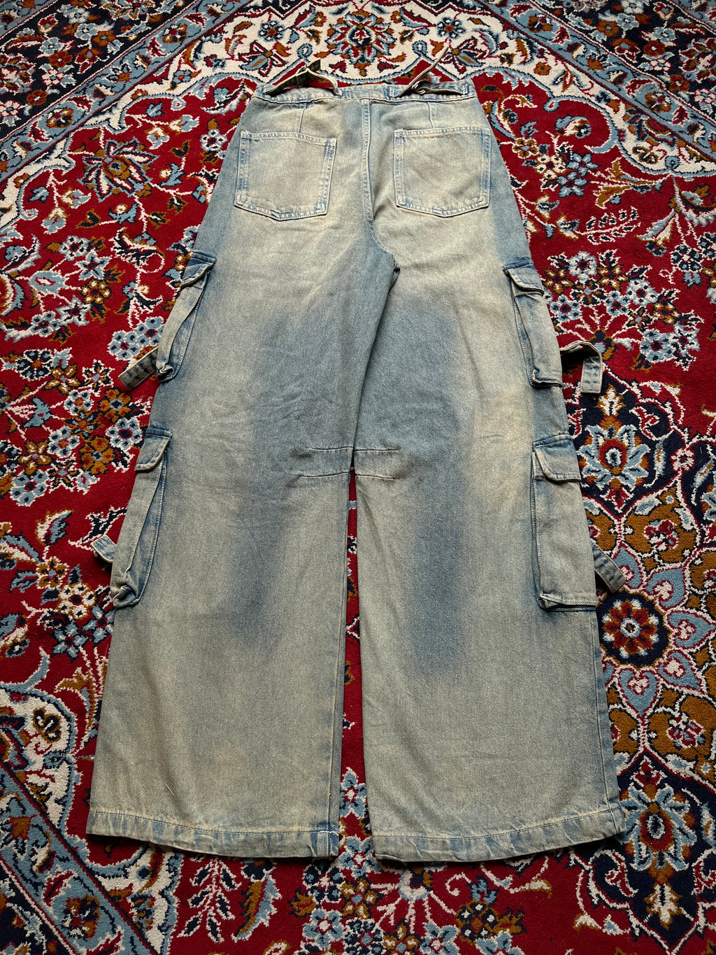 Denim Co Women Light Washed Baggy Cargo Jeans - 26