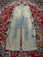 Denim Co Women Light Washed Baggy Cargo Jeans - 26