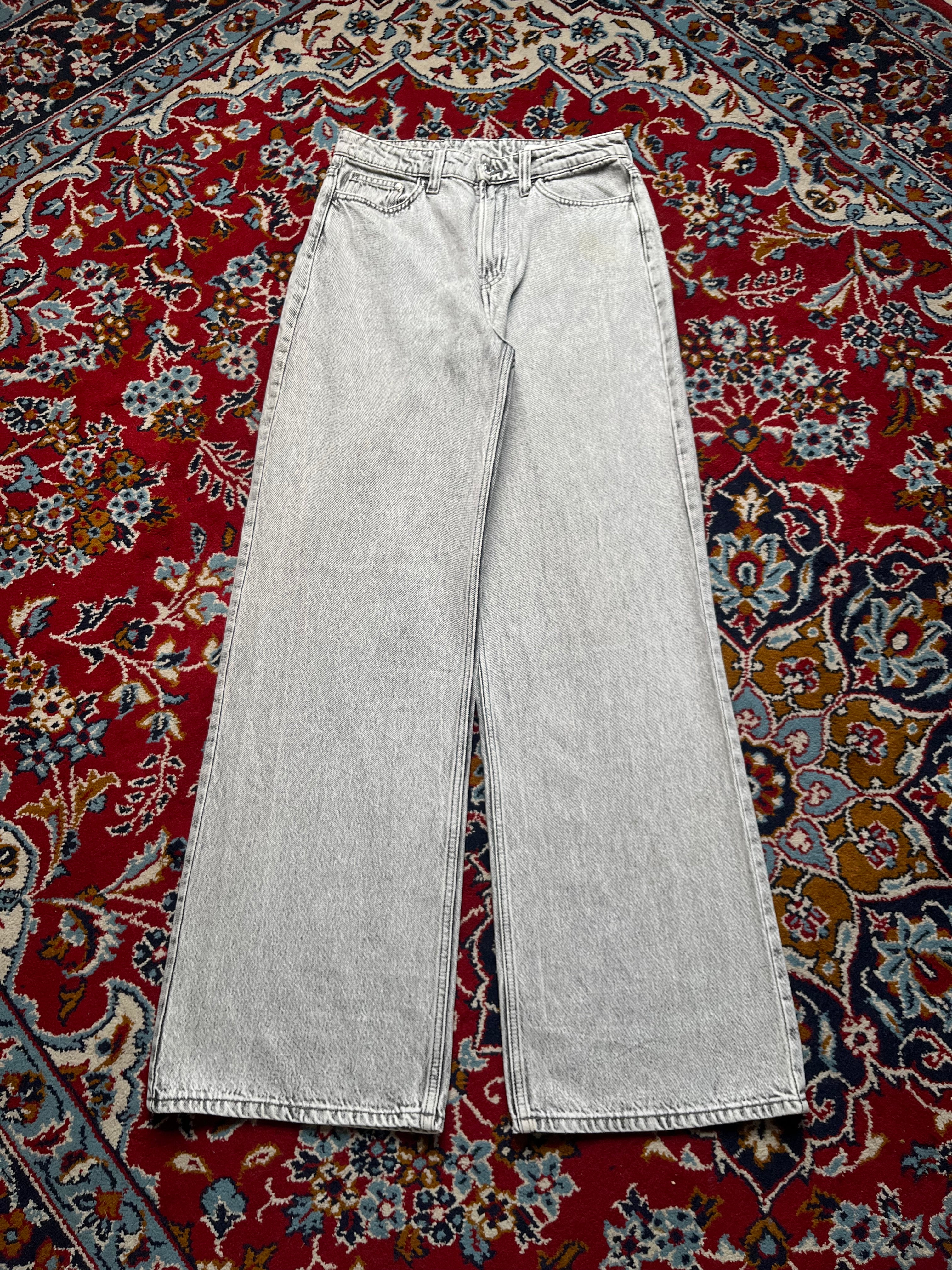 H&M &DENIM Women Acid Washed Grey High Waist Wide Fit Jeans - 28